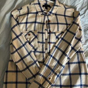 J. Crew Blue and Cream Plaid Flannel Shirt - Excellent condition